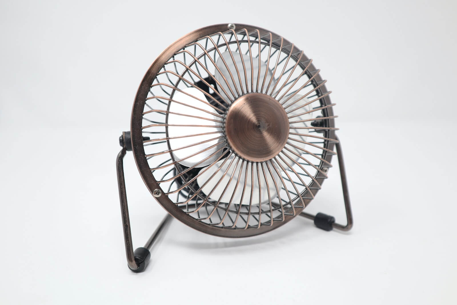 gray and white mini fan on white surface