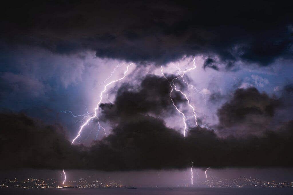 thunderstorm at night